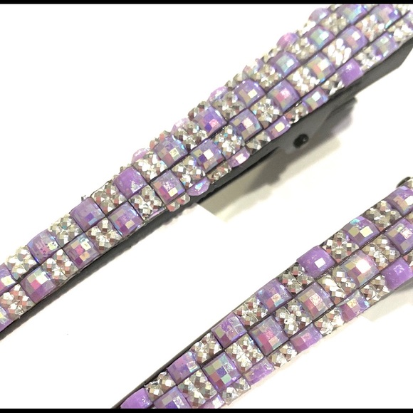 Updo Hair Clips Set Of 2 Shimmering Purple Squares - Picture 5 of 5